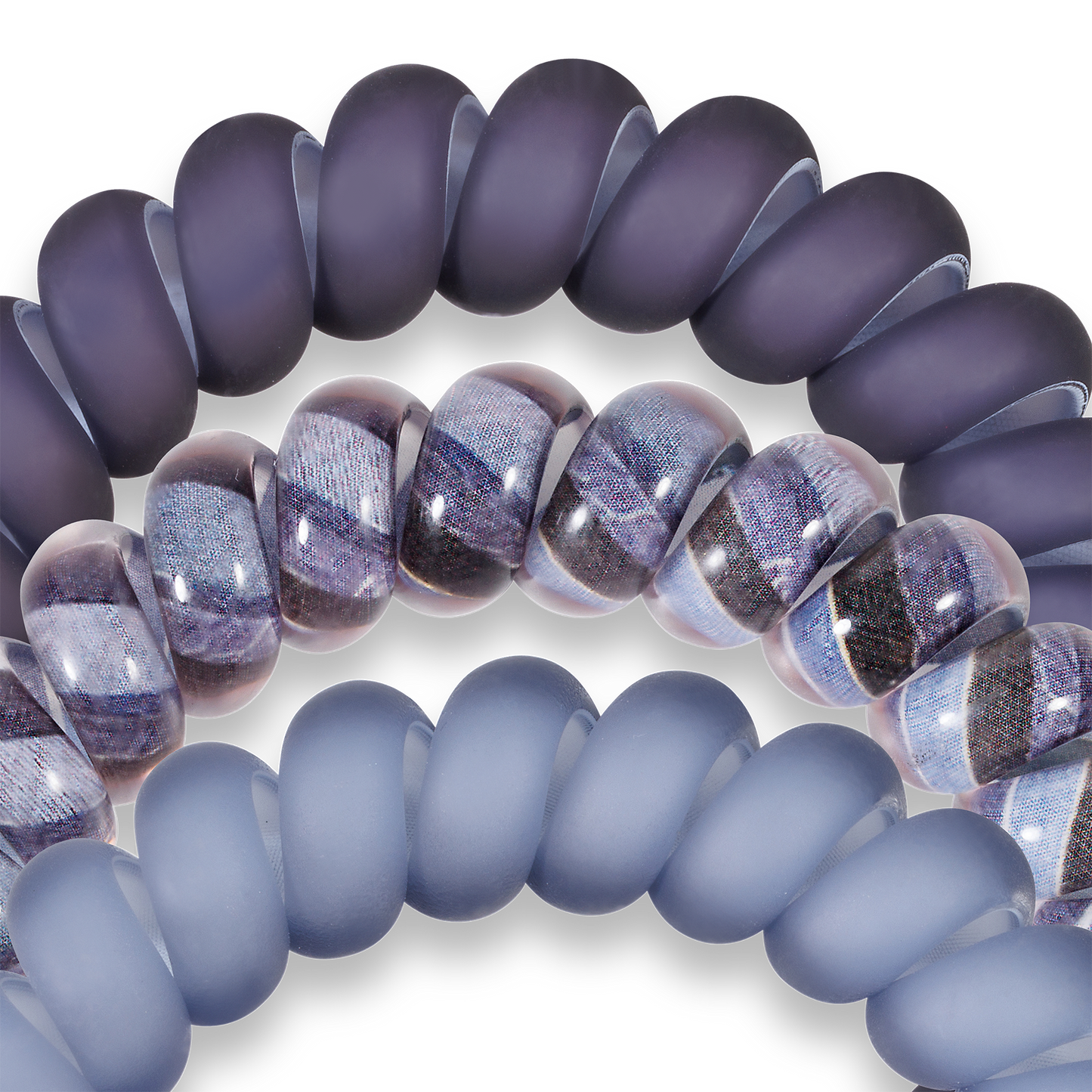 Midnight Rain - Large Spiral Hair Coils, Hair Ties, 3-pack