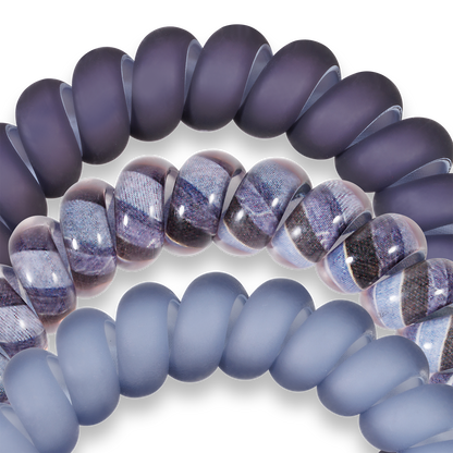 Midnight Rain - Large Spiral Hair Coils, Hair Ties, 3-pack