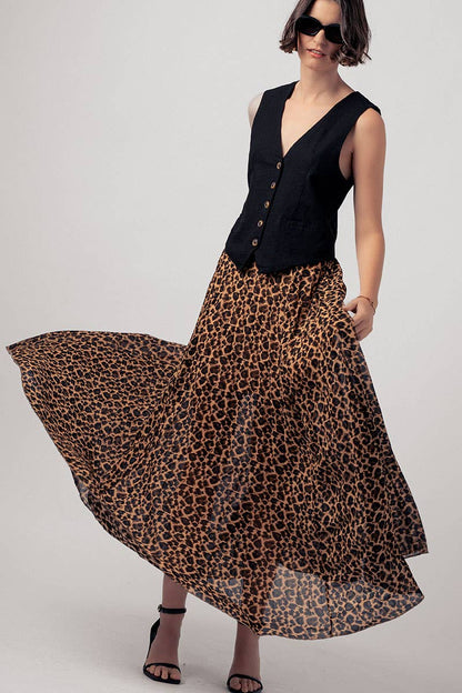 Leona Pleated Midi Skirt