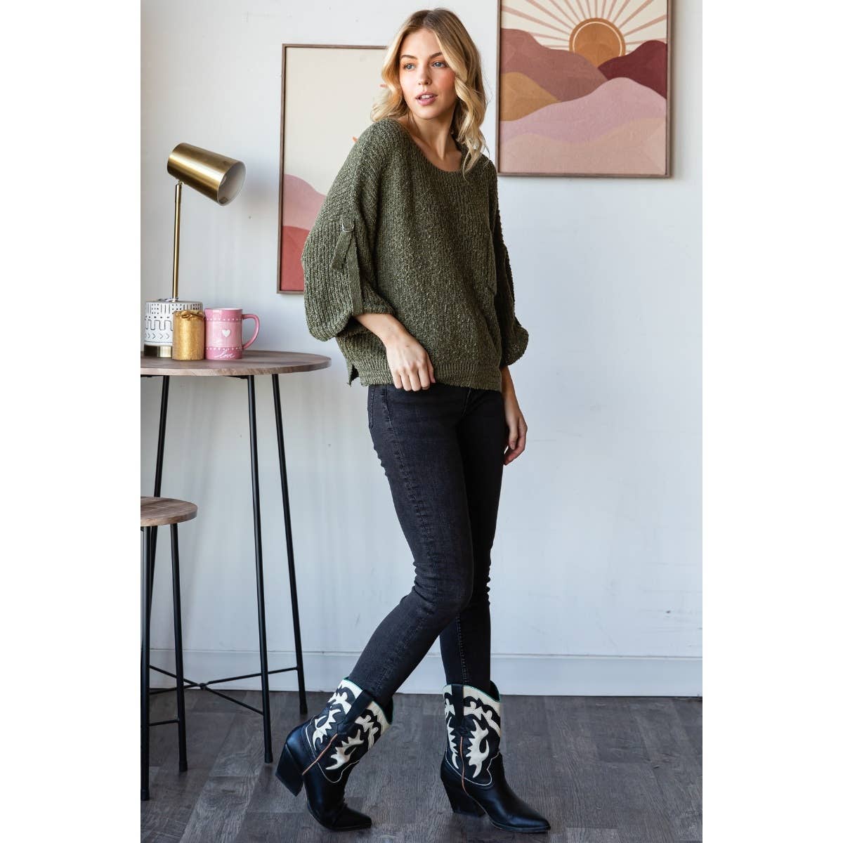 Eliza Sweater Top | Olive