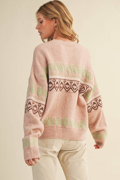 Cozy Blush Geo Sweater