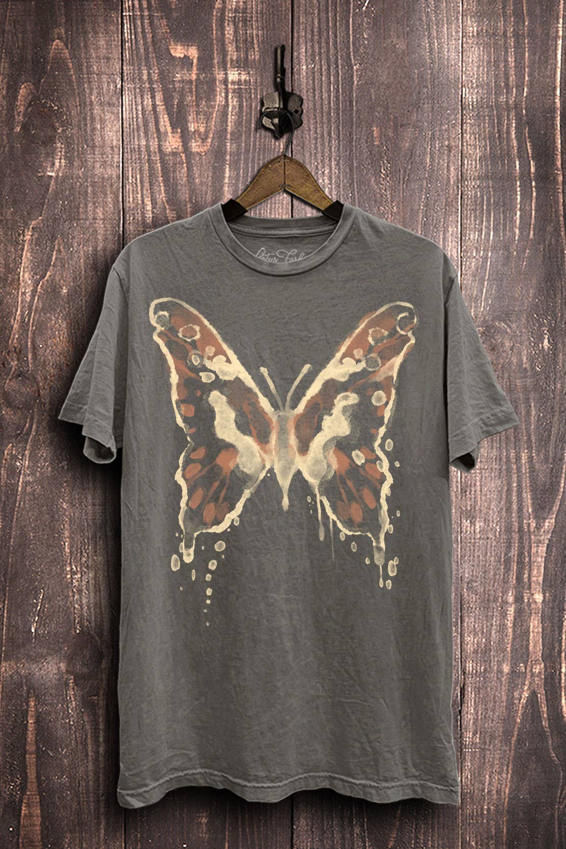 Butterfly Mineral Wash Graphic Tee | Stone Gray