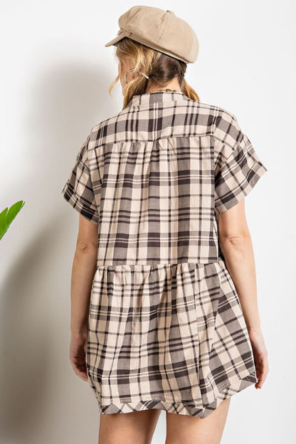 Shadow Plaid Loose Fit Top