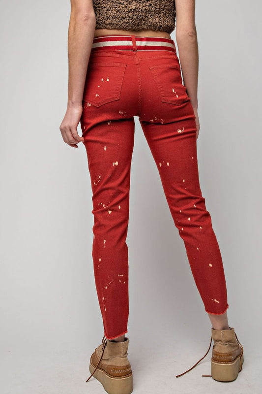 Canvas Splatter Twill Pants | Red