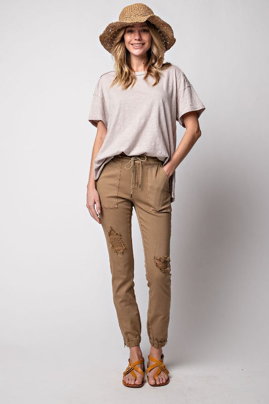 Urban Explorer Distressed Joggers | Dark Khaki