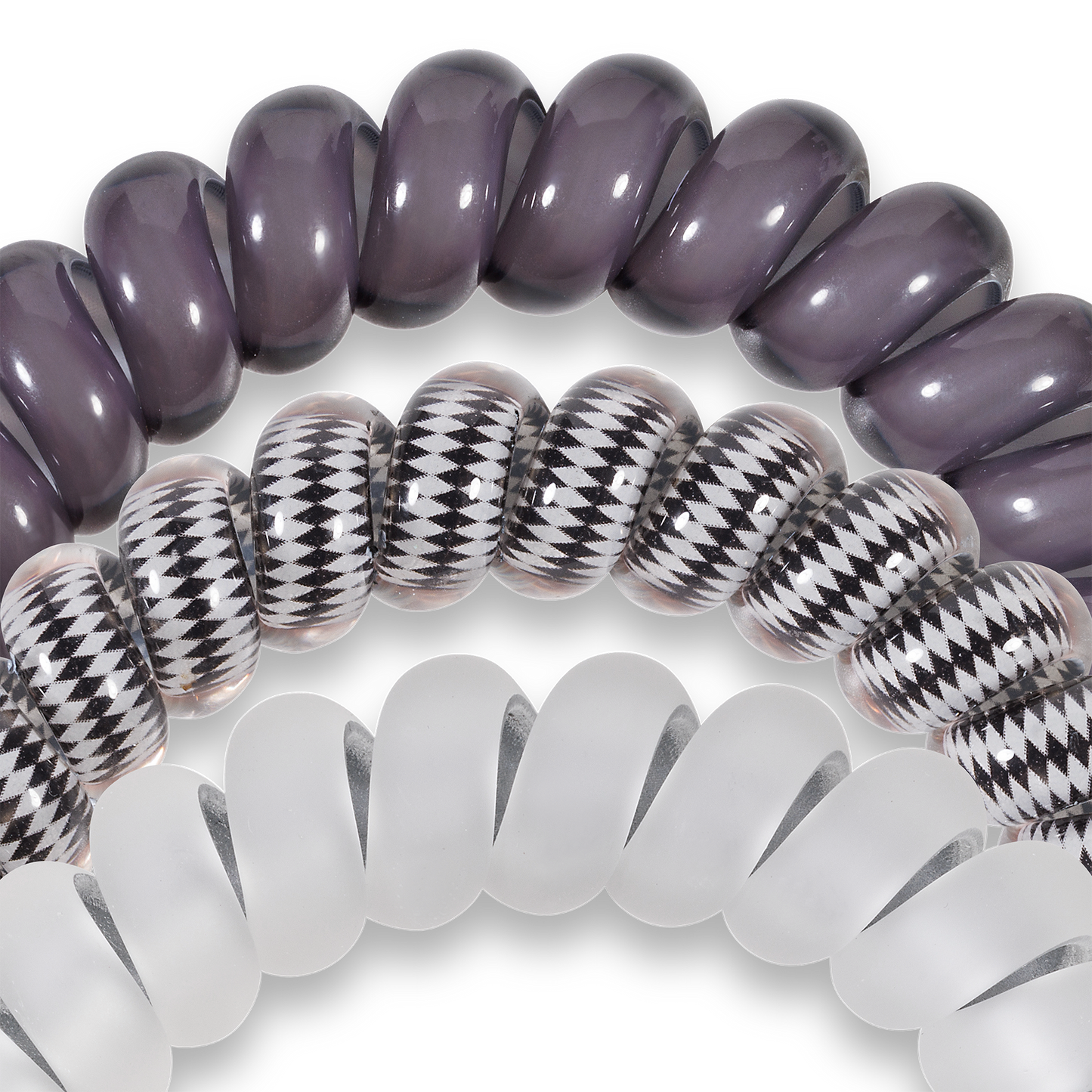 Silver Flames - Large Spiral Hair Coils, Hair Ties, 3-pack