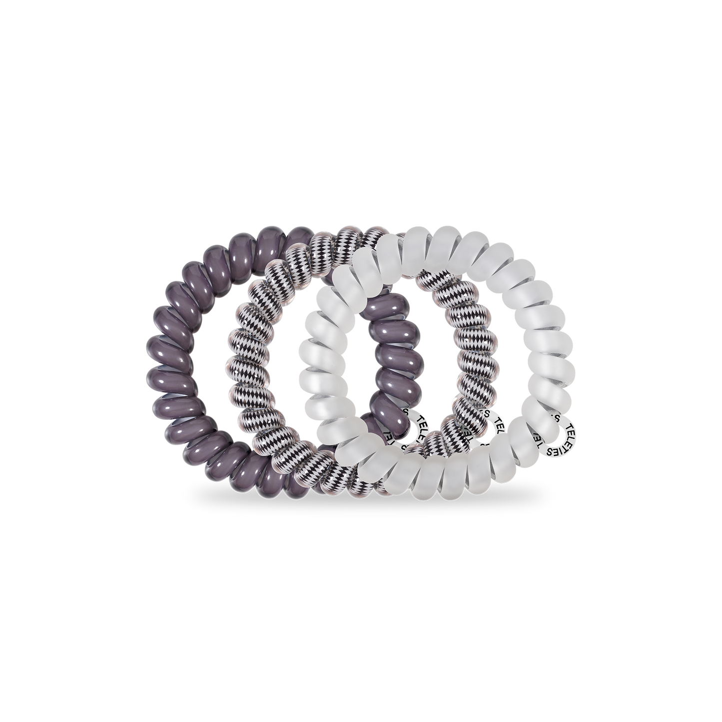Silver Flames - Large Spiral Hair Coils, Hair Ties, 3-pack