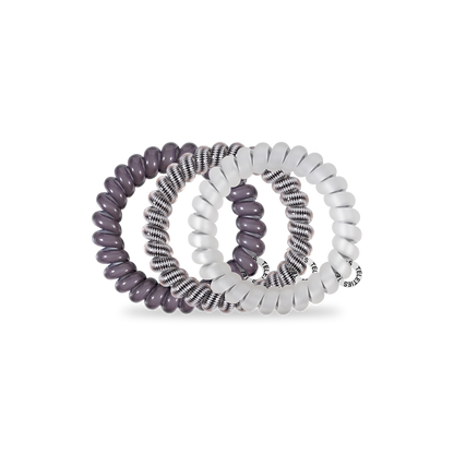 Silver Flames - Large Spiral Hair Coils, Hair Ties, 3-pack