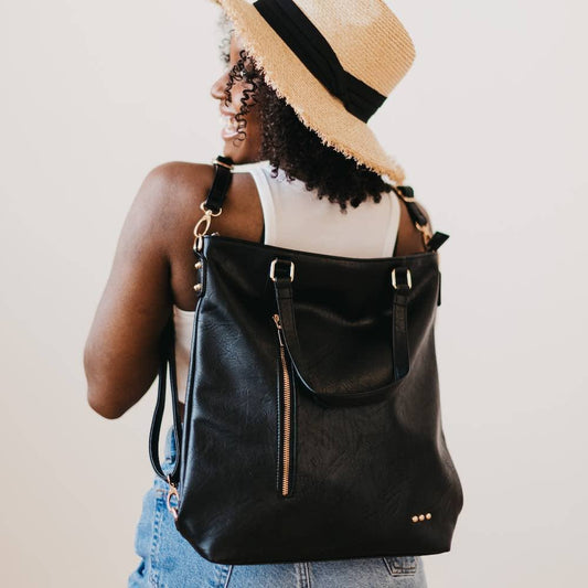 Upper East Side Vegan Leather Backpack & Crossbody Tote Bag