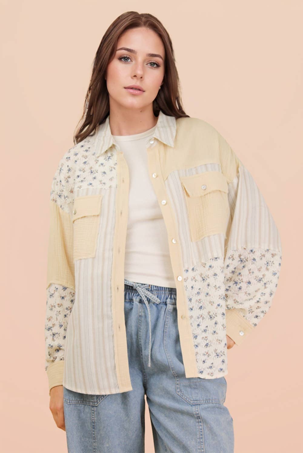 Floral & Stripe Oversized Shacket/Shirt