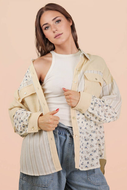 Floral & Stripe Oversized Shacket/Shirt