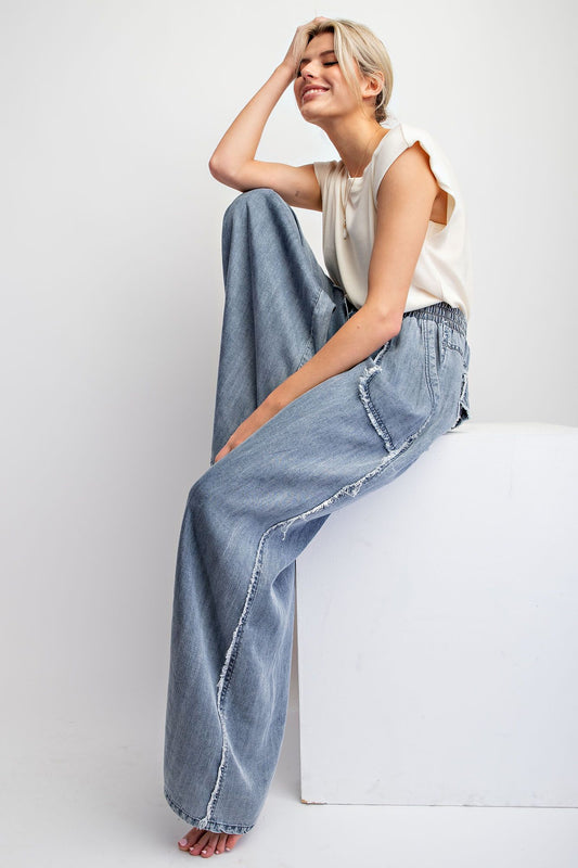 Chambray Comfort Palazzo Pants
