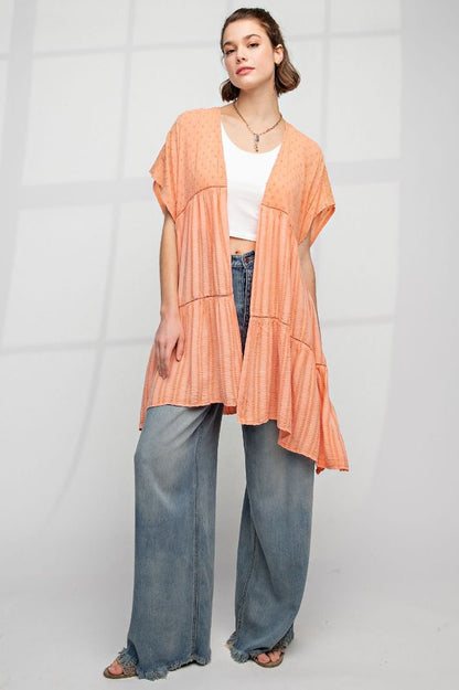 Cascade Ruffled Kimono | Coral