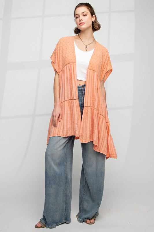 Cascade Ruffled Kimono | Coral