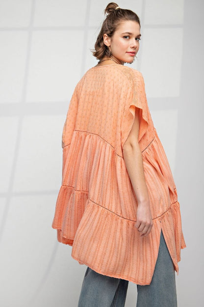 Cascade Ruffled Kimono | Coral