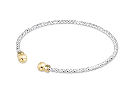 Classic Sterling Mixed Metal 2mm Bead Cuff - Gold