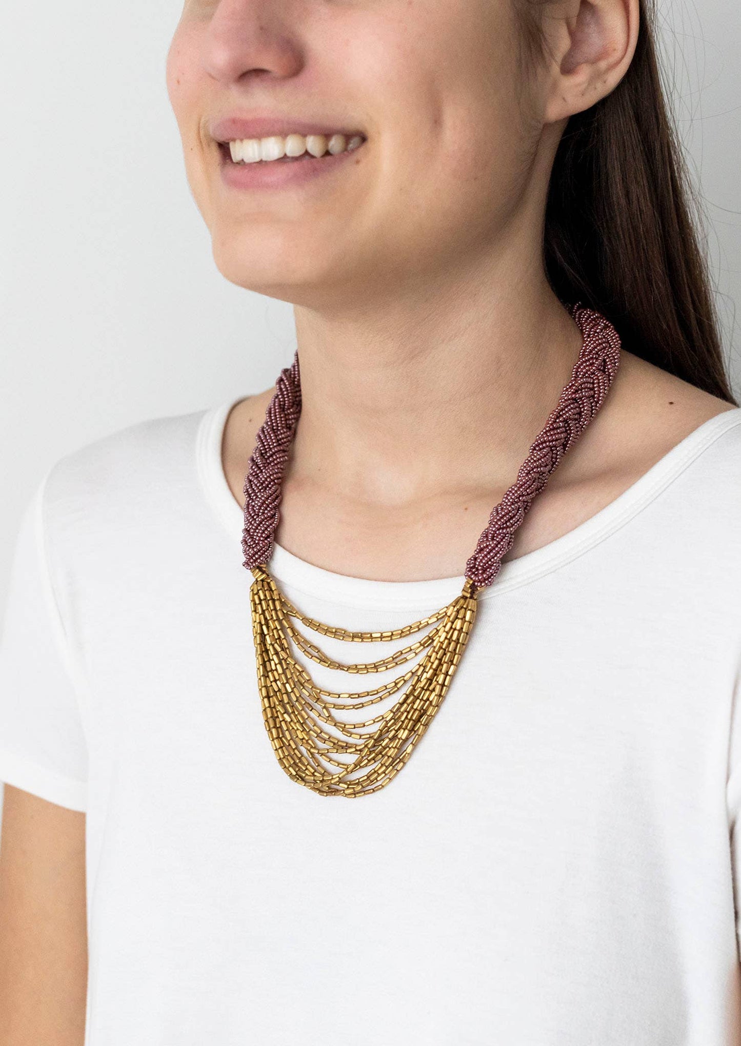 The Braided Hema Necklace - Mulberry