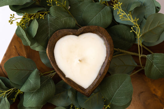 Wood Sweet Heart Candles