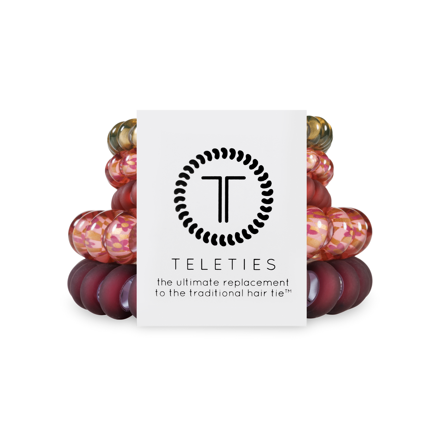 Burgundy Bliss - Mix Spiral Hair Coils, Hair Ties, 5-pack