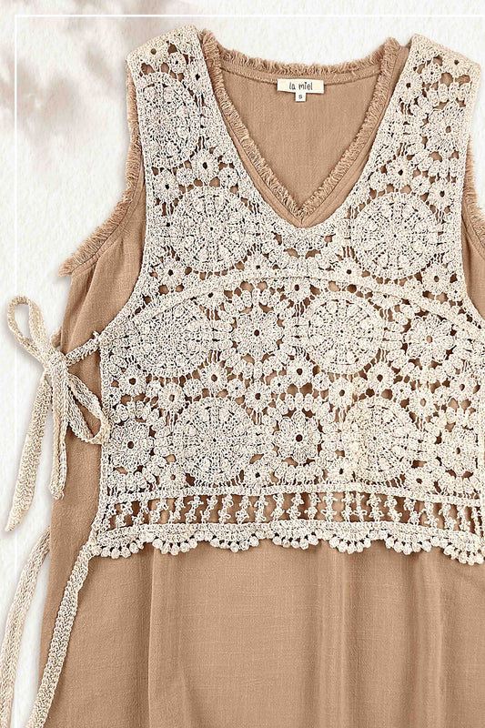 Aria Crochet Side Tie Vest