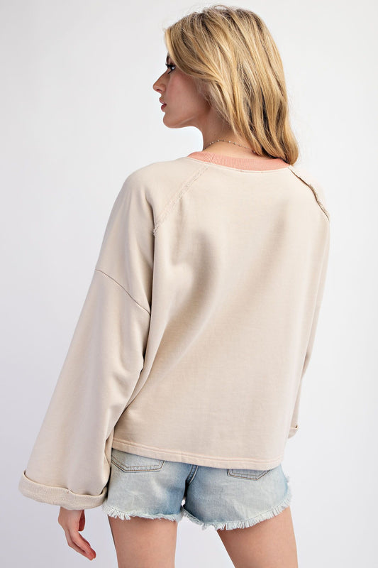 Daisy Bloom Terry Knit Pullover