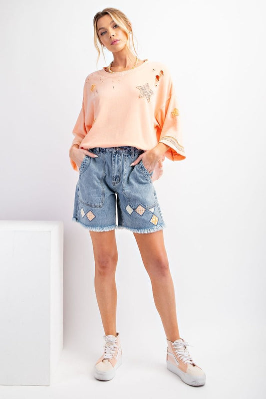 Diamond Patch Relaxed Shorts