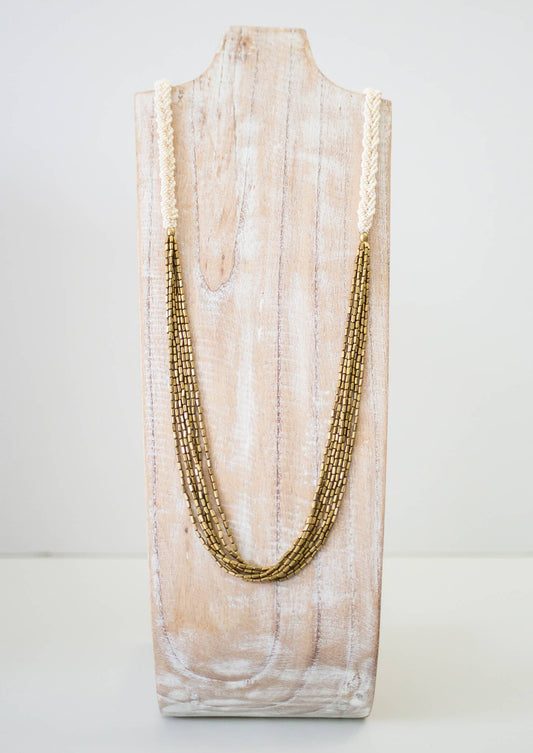 Hema Herringbone Necklace- Cream