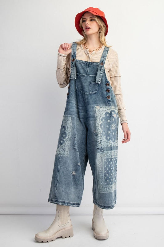 Bandana Bliss Denim Overalls