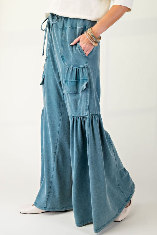 Rosie Ruffle Terry Pants | Teal