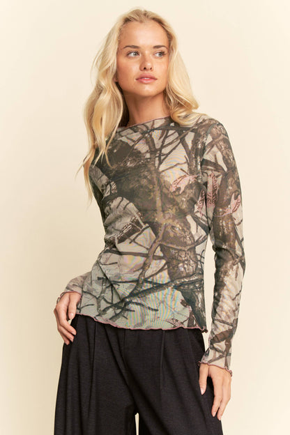 Tree Camo Mesh Top