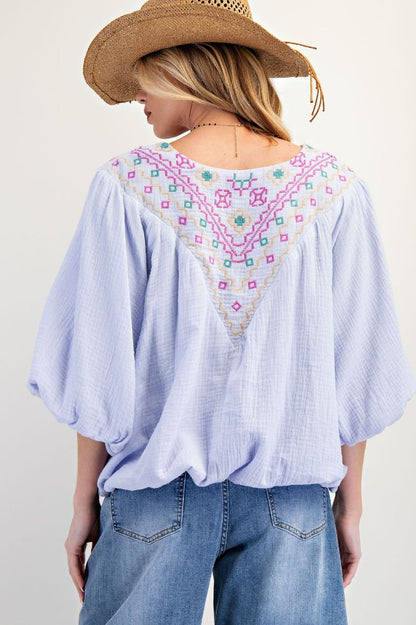 Lilac Embroirdered Top
