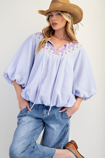 Lilac Embroirdered Top