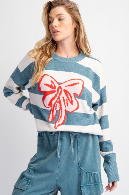 Ella Striped Knit Bow Sweater