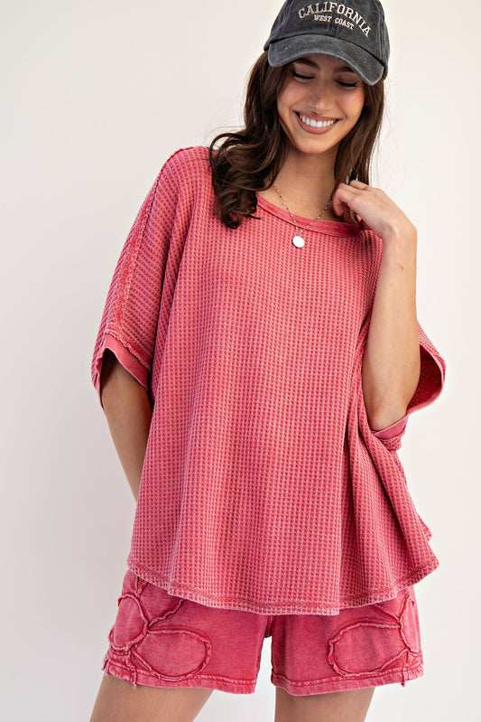Drew Slouchy Knit Top | Red