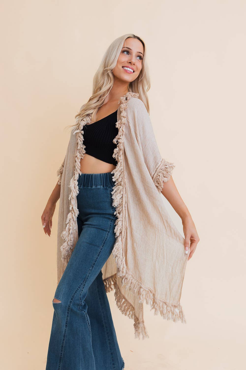 Zara Fringe Ruffle Kimono☀️