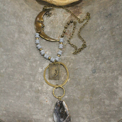 A Moonlit Night Bronze Stone Drop Necklace