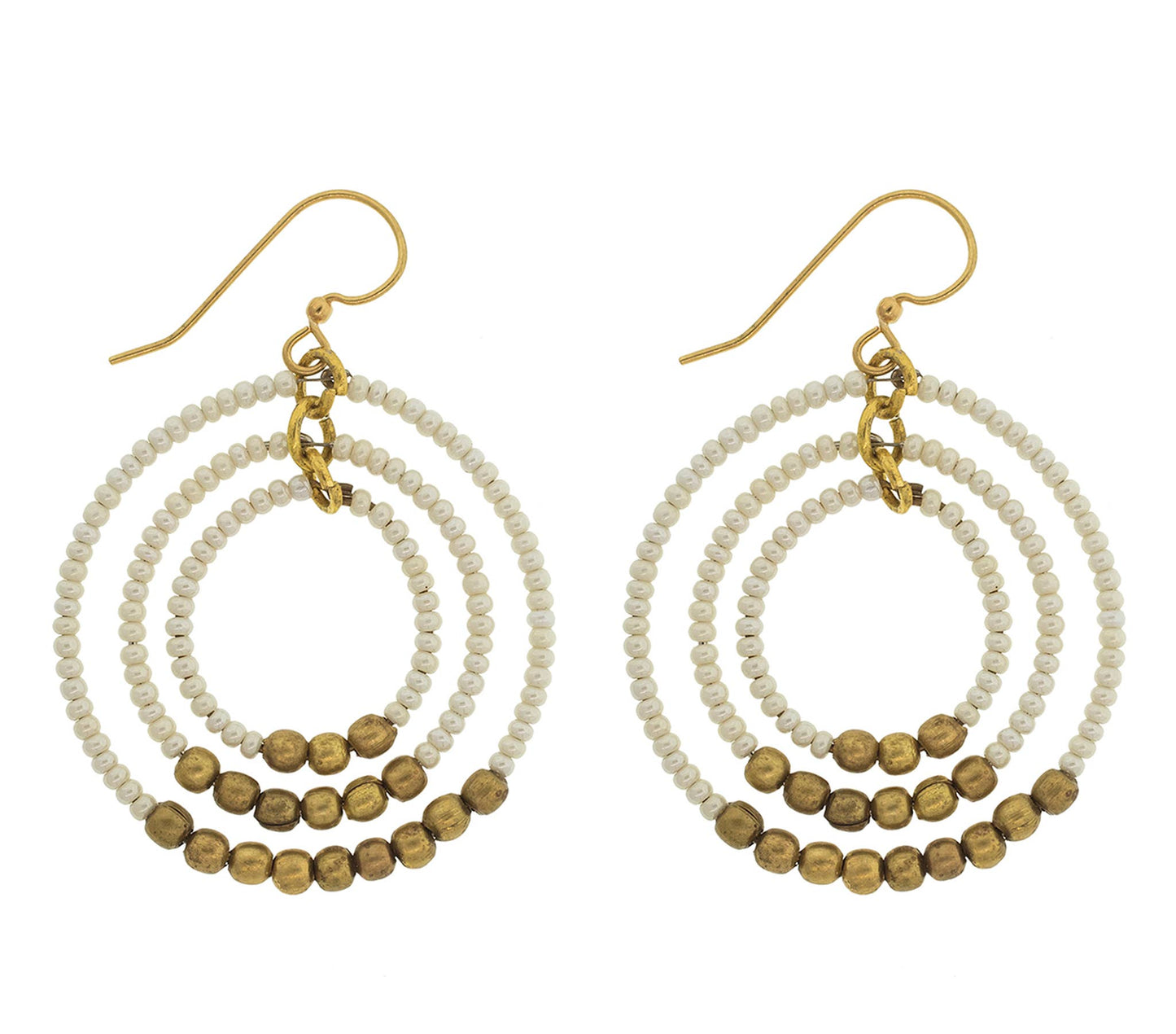 Brass Gyroscope Earring- Cream