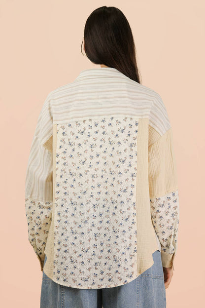 Floral & Stripe Oversized Shacket/Shirt