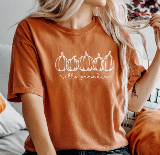 Hello Pumpkin Fall Comfort Colors Tee