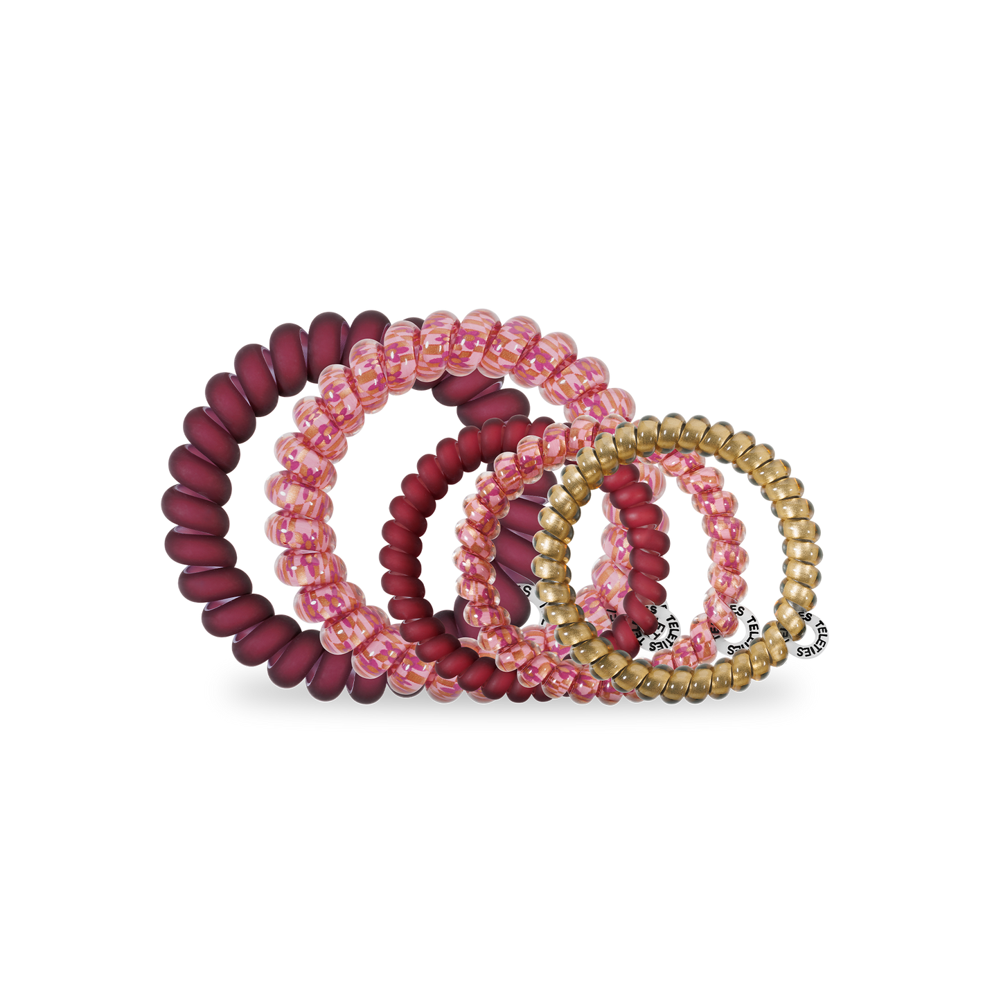 Burgundy Bliss - Mix Spiral Hair Coils, Hair Ties, 5-pack