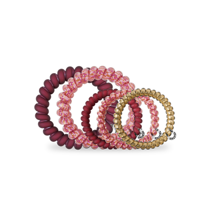 Burgundy Bliss - Mix Spiral Hair Coils, Hair Ties, 5-pack