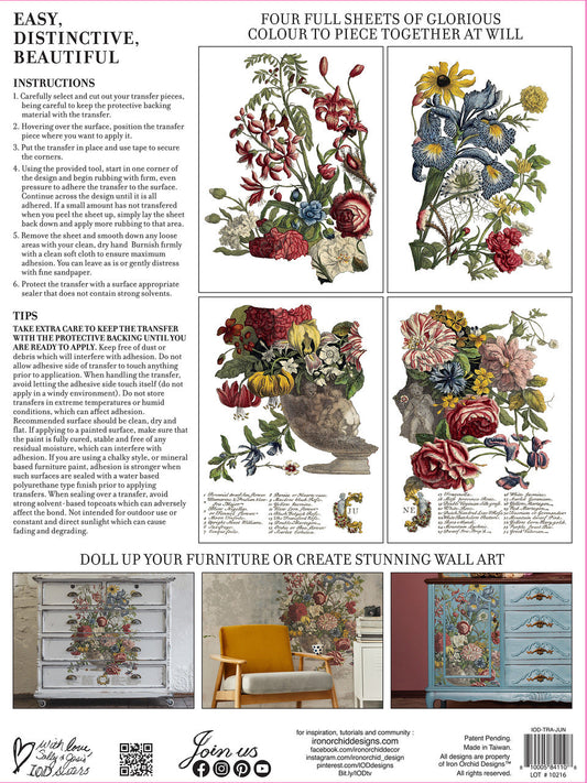 June, Ode to Henry Fletcher Decor Transfer, Back Packaging