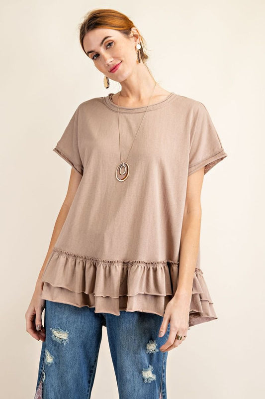 Jersey Ruffle Tunic | Mocha