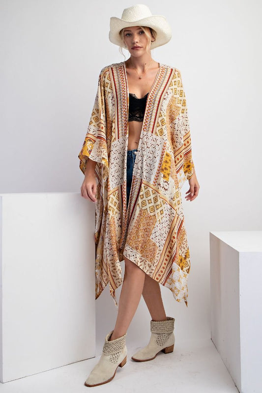 Sunlit Meadow Patchwork Kimono | Mustard