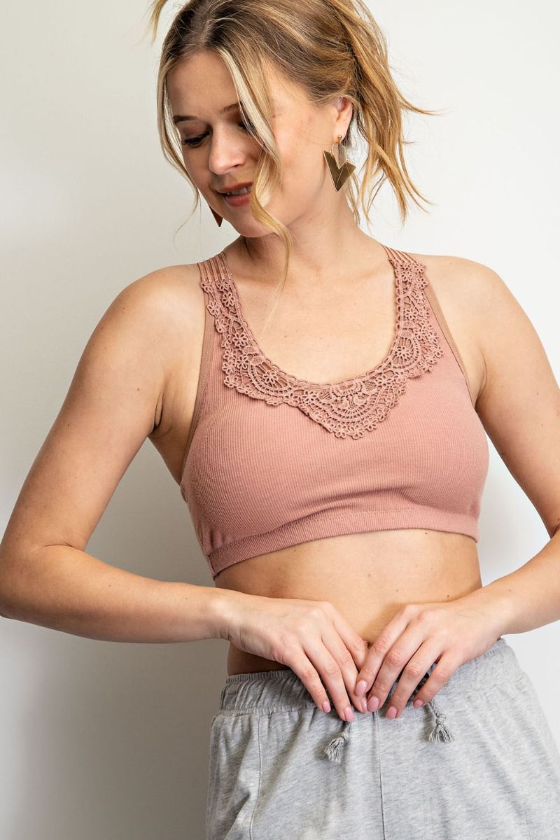 Crochet Rib Bralette - Mauve