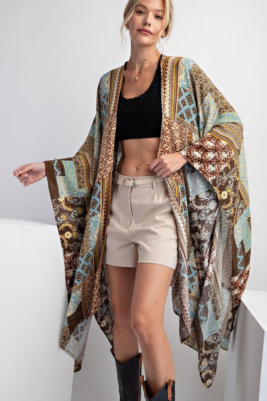 Sunlit Meadow Patchwork Kimono | Faded Olive
