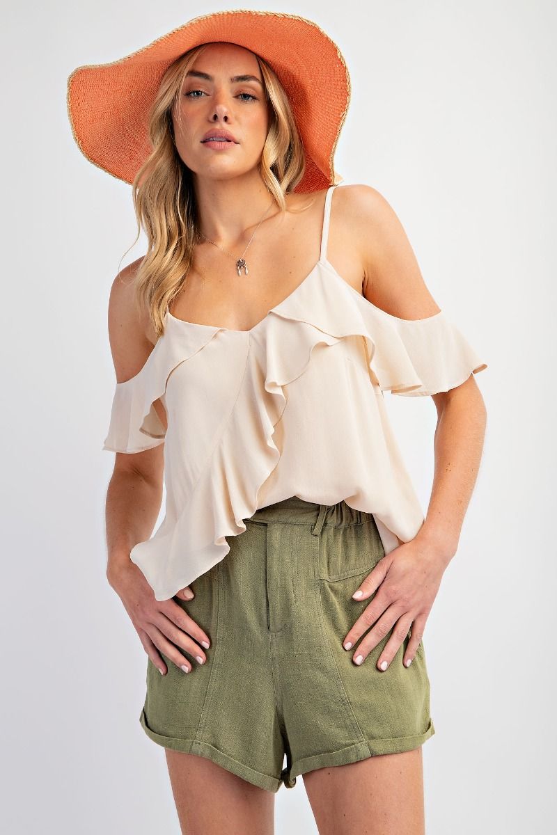 Coastal Drift Linen Shorts | Olive