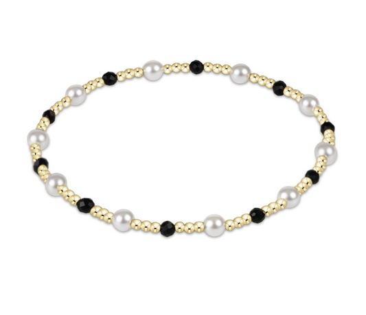 Pearl Sincerity Pattern 4mm Bead Bracelet - Faceted Onynx
