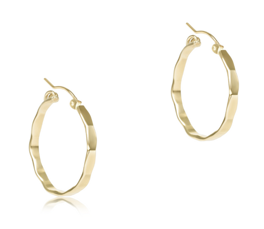 eNewton - Scalloped Round Gold 1.25" Hoop - Smooth