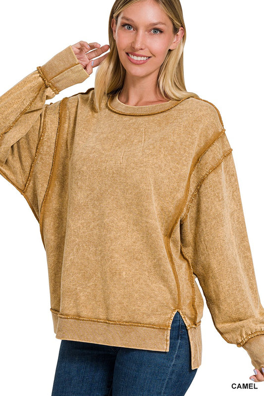 Raw Edge Rebel Sweatshirt | Camel